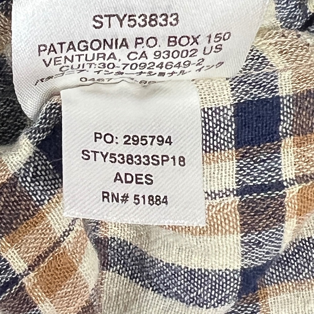 Patagonia Steersman Button Down Shirt Mens M Cream Brown Plaid Organic Cotton - Picture 7 of 7